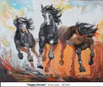 Happy Horses, Oil on Canvas